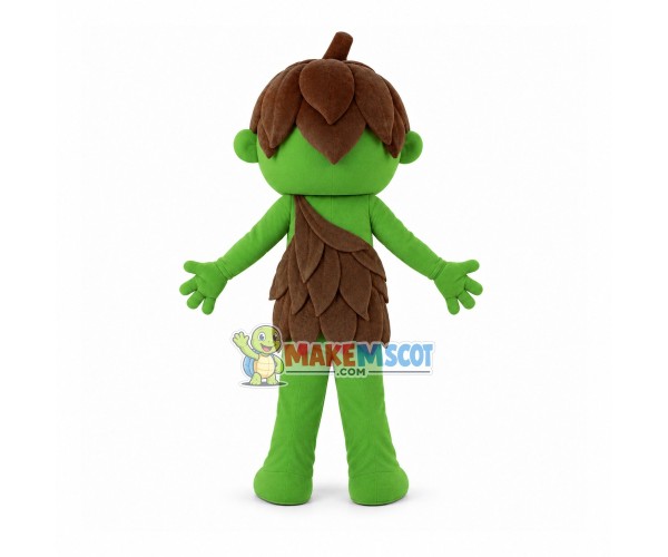Natural Kid Wearing Brown Leaves Suit Mascot Costume Natural Kid Wearing Brown Leaves Suit Mascot Costume