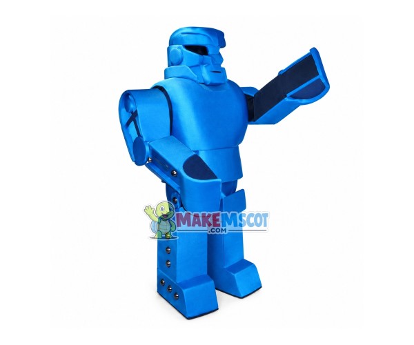 Blue Robot With Shovel Arms Mascot Costume
