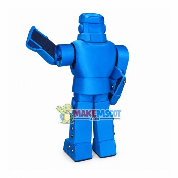 Blue Robot With Shovel Arms Mascot Costume