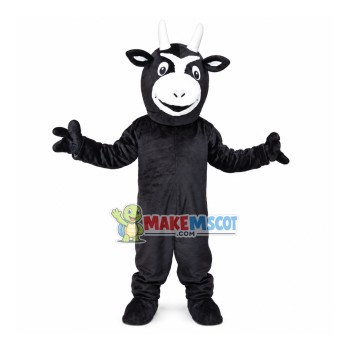 Black Cow With Asymmetric Horns Mascot Costume