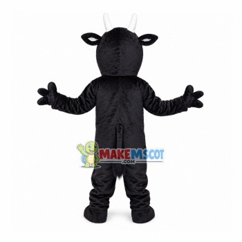 Black Cow With Asymmetric Horns Mascot Costume Black Cow With Asymmetric Horns Mascot Costume