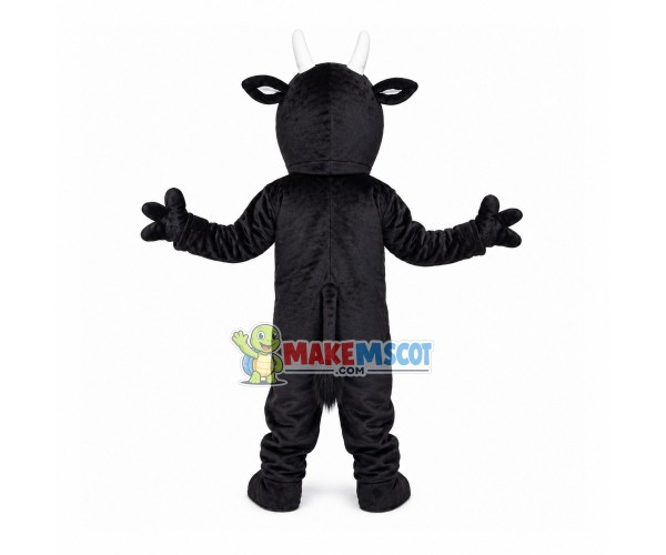 Black Cow With Asymmetric Horns Mascot Costume Black Cow With Asymmetric Horns Mascot Costume
