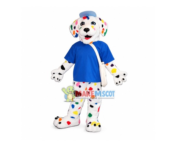 Painted Dalmatian Carrying Messenger Bag Mascot Costume Painted Dalmatian Carrying Messenger Bag Mascot Costume