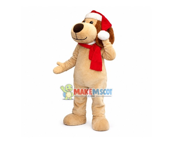Adult Beige Dog Mascot Costume For Christmas Event