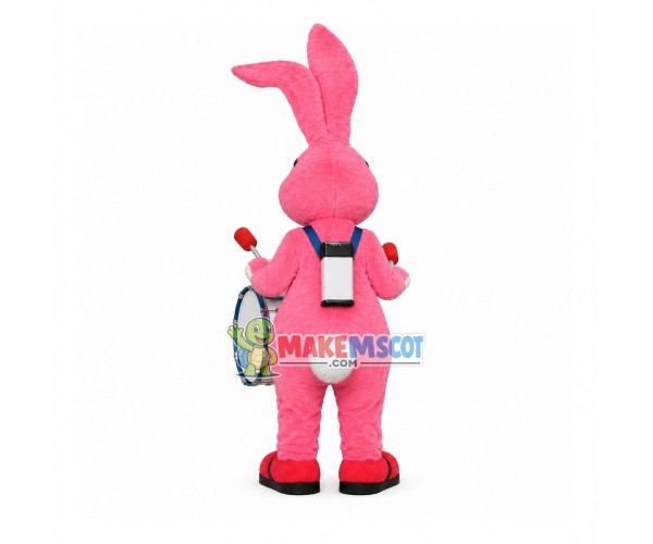 Electronic Drum Player The Pink Rabbit Mascot Costume Electronic Drum Player The Pink Rabbit Mascot Costume