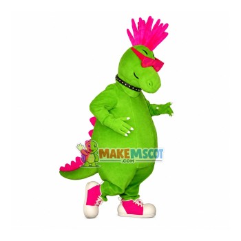 Nightclub Bungee Green Dinosaur Mascot Costume
