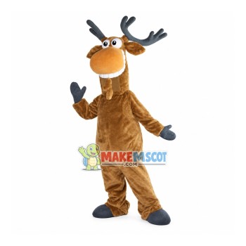 Long Neck Moose With Power Antlers Mascot Costume Long Neck Moose With Power Antlers Mascot Costume