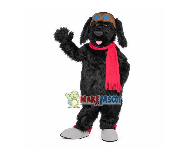 Black Furry Dog Mascot Costume For Ski Facility Black Furry Dog Mascot Costume For Ski Facility