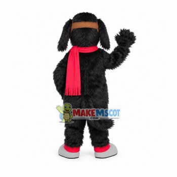 Black Furry Dog Mascot Costume For Ski Facility Black Furry Dog Mascot Costume For Ski Facility