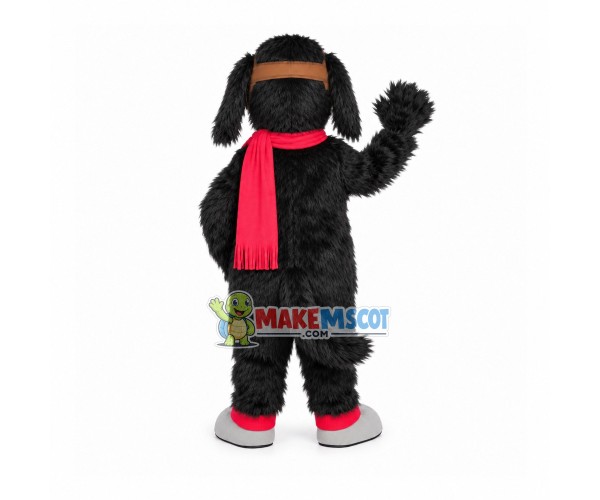 Black Furry Dog Mascot Costume For Ski Facility Black Furry Dog Mascot Costume For Ski Facility