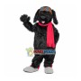Black Furry Dog Mascot Costume For Ski Facility