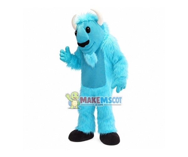 Scary Look Sky Blue Hairy Monster Mascot Costume Scary Look Sky Blue Hairy Monster Mascot Costume