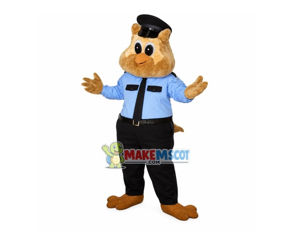 Police Owl Doing Investigation Mascot Costume Police Owl Doing Investigation Mascot Costume