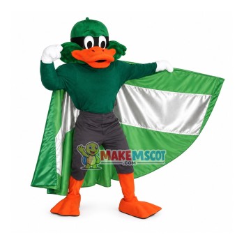 Power Duck Wearing Dollar Print Cloack Mascot Costume