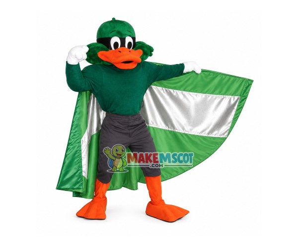 Power Duck Wearing Dollar Print Cloack Mascot Costume Power Duck Wearing Dollar Print Cloack Mascot Costume