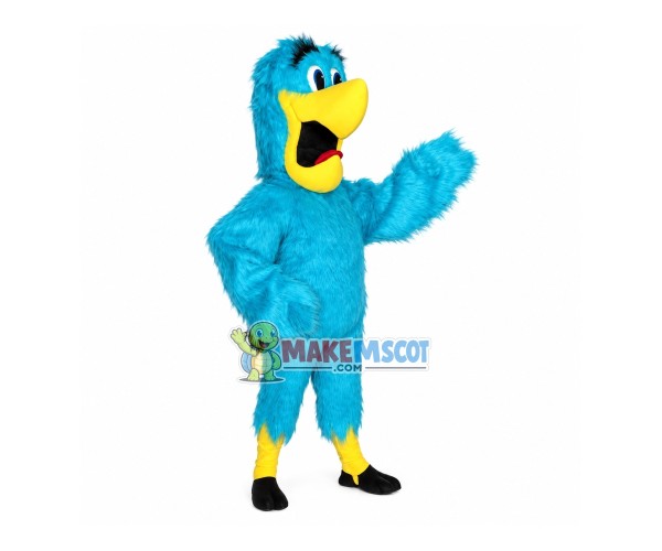 Shocked The Light Blue Hairy Parrot Mascot Costume Shocked The Light Blue Hairy Parrot Mascot Costume