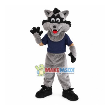 Cheerful The Team Leader Gray Wolf Mascot Costume