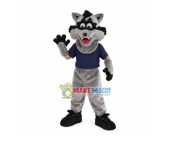Cheerful The Team Leader Gray Wolf Mascot Costume Cheerful The Team Leader Gray Wolf Mascot Costume