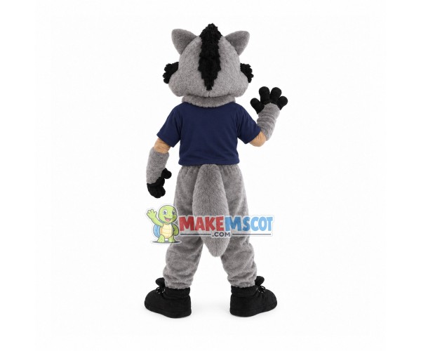 Cheerful The Team Leader Gray Wolf Mascot Costume