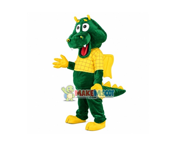 Green Dragon Mascot Adult Costume 
