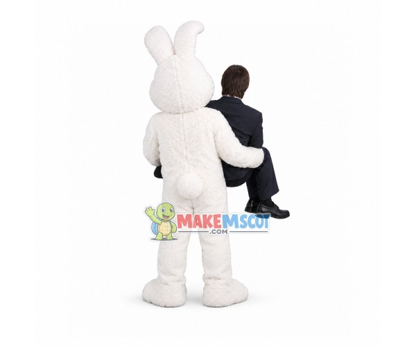 White Rabbit With Top Hat Mascot Adult Costume White Rabbit With Top Hat Mascot Adult Costume