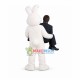 White Rabbit With Top Hat Mascot Adult Costume White Rabbit With Top Hat Mascot Adult Costume