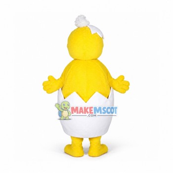 Adorable Newborn Chicken In Egg Shell Mascot Costume Adorable Newborn Chicken In Egg Shell Mascot Costume
