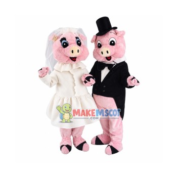 Lovely Wedding Pink Pigs Mascot Adult Costume Lovely Wedding Pink Pigs Mascot Adult Costume
