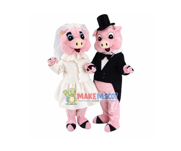 Lovely Wedding Pink Pigs Mascot Adult Costume Lovely Wedding Pink Pigs Mascot Adult Costume