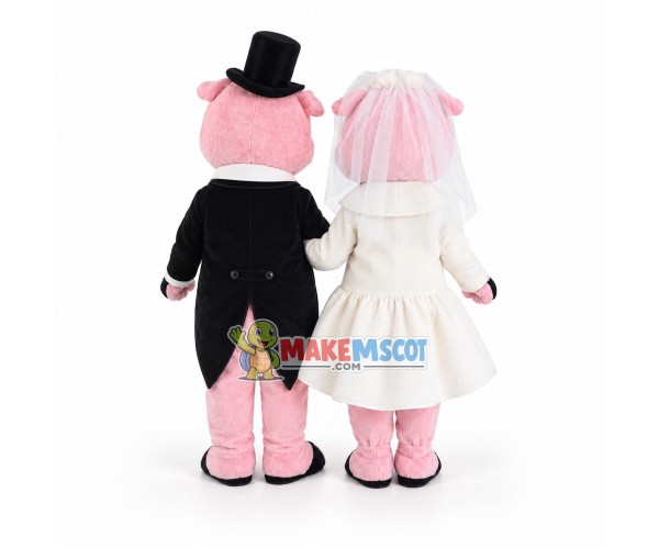 Lovely Wedding Pink Pigs Mascot Adult Costume Lovely Wedding Pink Pigs Mascot Adult Costume