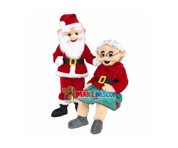 Happy Santa & Mrs. Santa Mascot Costume Happy Santa & Mrs. Santa Mascot Costume