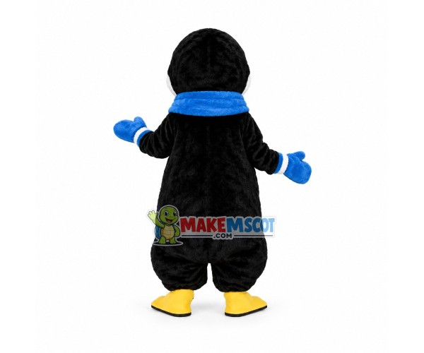 Lovely Penguin Wearing Blue Gloves And Scarf Mascot Adult Costume Lovely Penguin Wearing Blue Gloves And Scarf Mascot Adult Costume