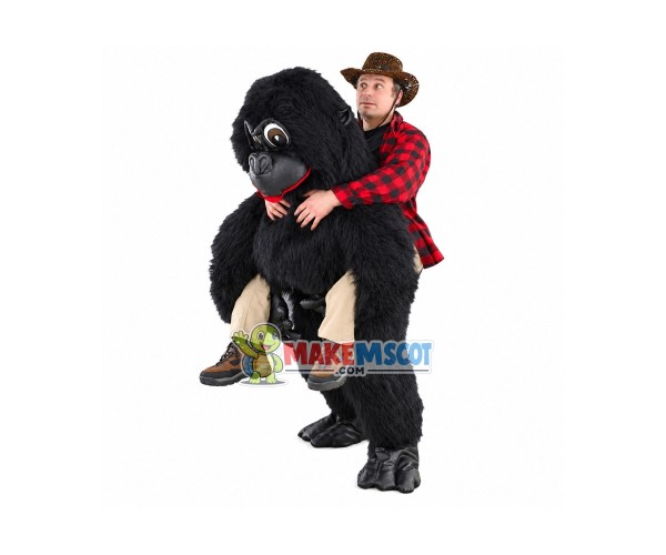 Carry Me Ride On Black Gorilla Long Fur Costume Animal Funny Pants Novelty