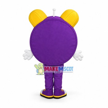 Cartoon Purple Twin Bell Alarm Clock Mascot Adult Costume