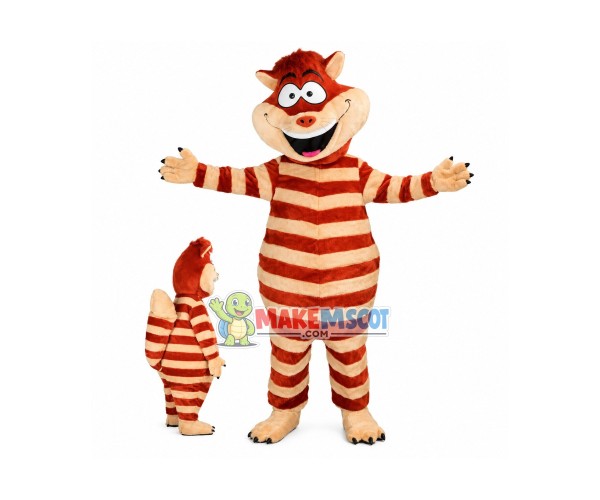Mischievous Brown Cheshire Cat Mascot Costume Mischievous Brown Cheshire Cat Mascot Costume