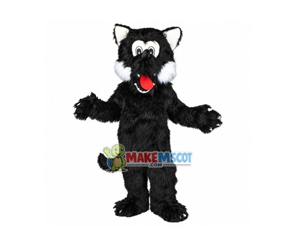 Lovely Black Wolf Long Fur Mascot Costume Lovely Black Wolf Long Fur Mascot Costume