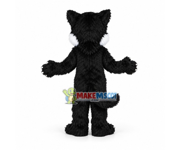 Lovely Black Wolf Long Fur Mascot Costume Lovely Black Wolf Long Fur Mascot Costume