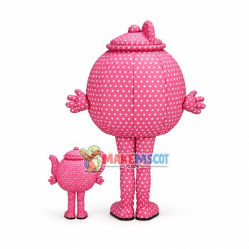 Deluxe Cartoon Pink Polka Dot Teapot Mascot Costume Deluxe Cartoon Pink Polka Dot Teapot Mascot Costume
