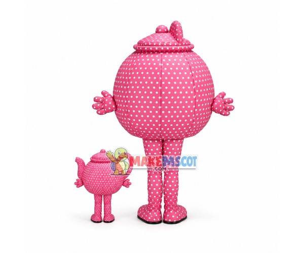 Deluxe Cartoon Pink Polka Dot Teapot Mascot Costume Deluxe Cartoon Pink Polka Dot Teapot Mascot Costume