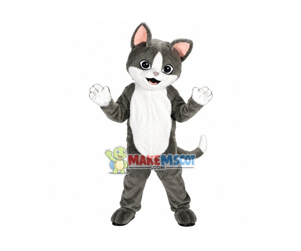 Lovely Gray & White Cat Mascot Costume Lovely Gray & White Cat Mascot Costume