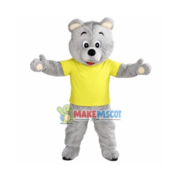 Lovely Grey Teddy Bear Mascot Costume 