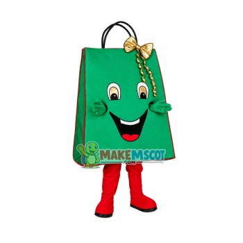 Deluxe Cartoon Green Gift Bag With Bow Mascot Costume Deluxe Cartoon Green Gift Bag With Bow Mascot Costume