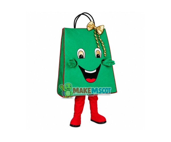 Deluxe Cartoon Green Gift Bag With Bow Mascot Costume Deluxe Cartoon Green Gift Bag With Bow Mascot Costume