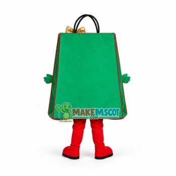 Deluxe Cartoon Green Gift Bag With Bow Mascot Costume Deluxe Cartoon Green Gift Bag With Bow Mascot Costume