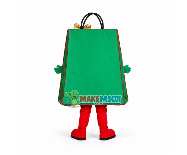 Deluxe Cartoon Green Gift Bag With Bow Mascot Costume Deluxe Cartoon Green Gift Bag With Bow Mascot Costume