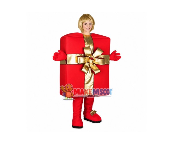 Red Present Box Mascot Costume Red Present Box Mascot Costume