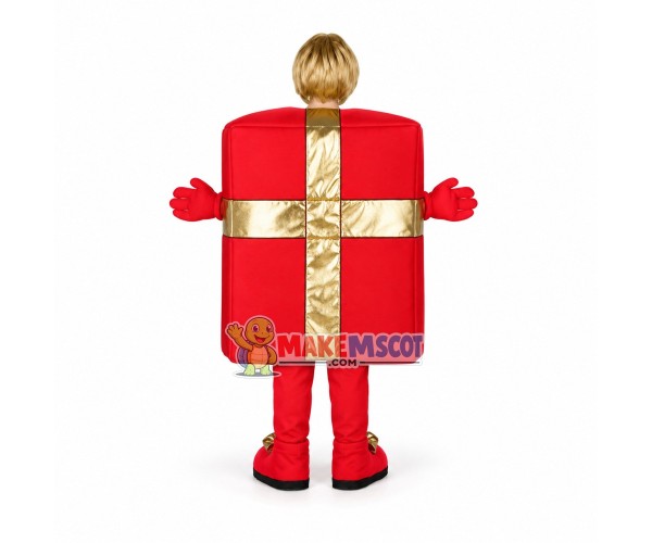 Red Present Box Mascot Costume Red Present Box Mascot Costume