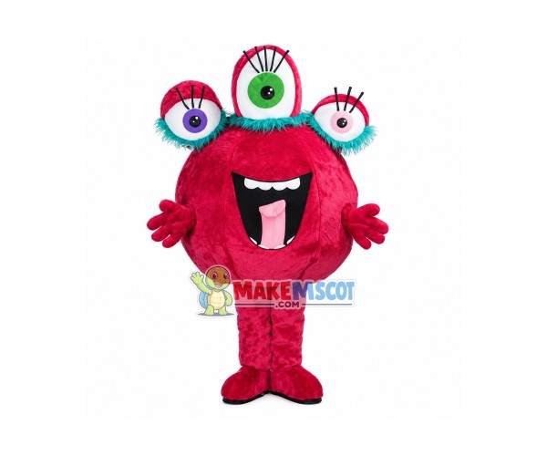 Happy Pink Three-eyed Alien Mascot Costume Happy Pink Three-eyed Alien Mascot Costume