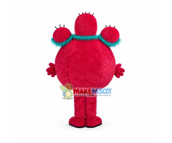 Happy Pink Three-eyed Alien Mascot Costume 