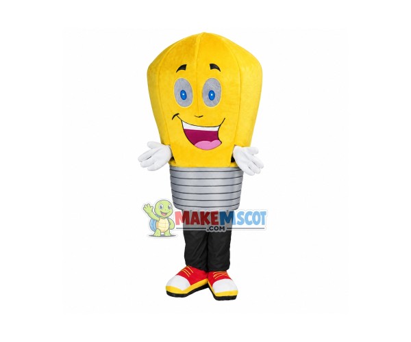 Deluxe Cartoon Yellow Light Bulb Mascot Costume Deluxe Cartoon Yellow Light Bulb Mascot Costume